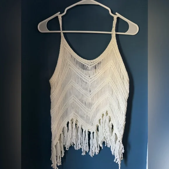 Rebellion Cream Fringe Tank Top - Picture 2 of 4